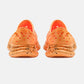 Kane Revive shoes in electric orange with black speckle chunky sole, rear view pair
