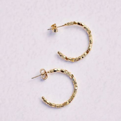 Diamond Cut Hoop Earrings - GOLD