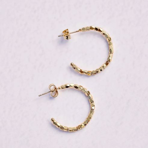 Diamond Cut Hoop Earrings - GOLD