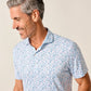 Johnnie-O Jo America Polo in Barracuda - white shirt with blue and pink micro pattern