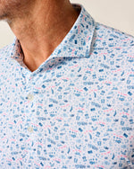 Johnnie-O Jo America Polo in Barracuda featuring light blue base with patriotic icon print