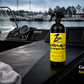 ZCare Multi-Purpose Cleaner black spray bottle with yellow label on boat dashboard