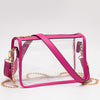 Clear Rectangle Stadium Concert Crossbody Bag - Fuchsia