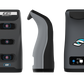 Foresight Sports GC3 launch monitor shown from front, side, and rear angles in dark charcoal finish