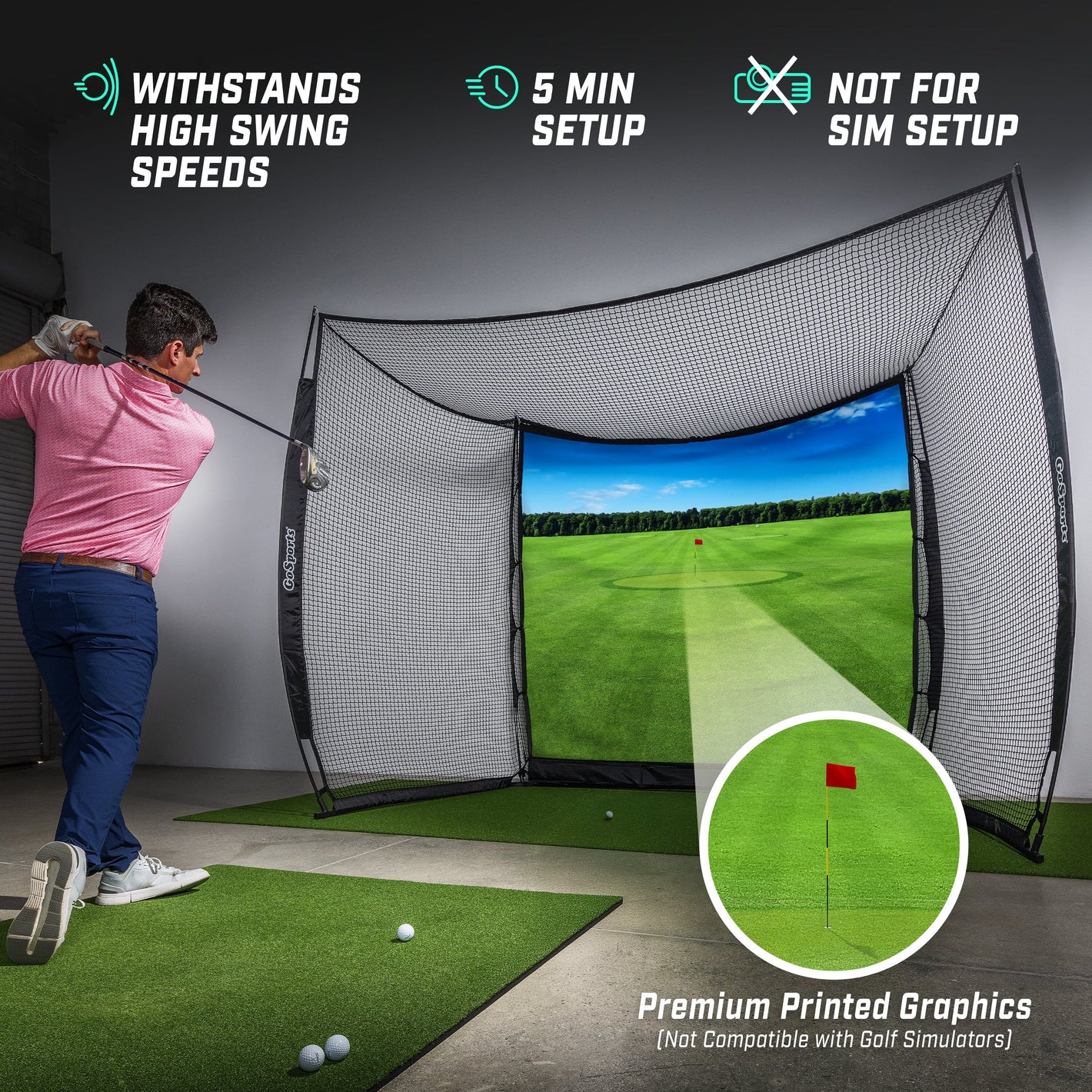 GoSports Range Cage 10 x 8 ft Golf Practice Hitting Net - Classic Net