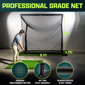 GoSports 8'x8' ELITE Golf Net with LoftGuard Canopy and Steel Frame