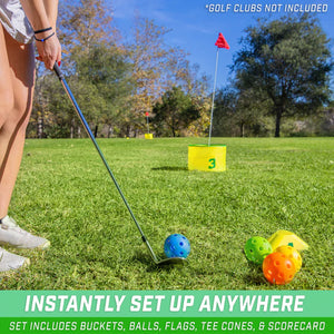 GoSports Yard Links 6-hole Golf Game - Includes Golf Buckets, Tee Markers, and Balls