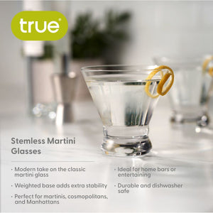 True Stemless Martini Glasses Set of 4