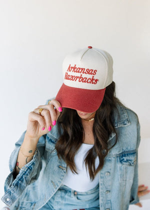 Univ of Arkansas 3D Script Canvas Hat