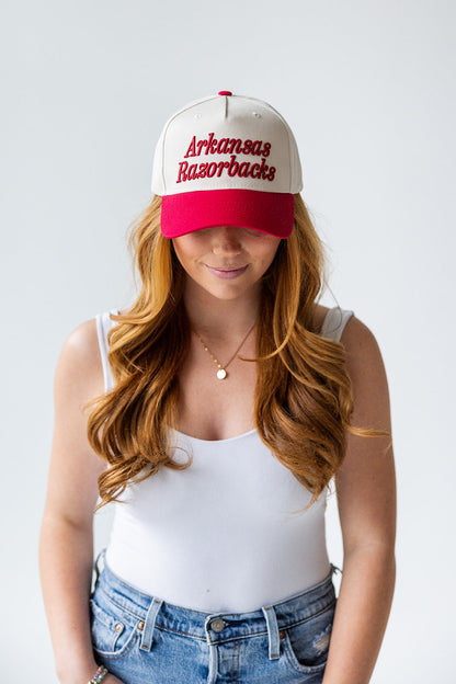 Univ of Arkansas 3D Script Canvas Hat