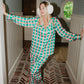 Green & Pink Plaid Satin Pajama Set