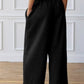 High Waist Drawstring Flow Pan - BLACK