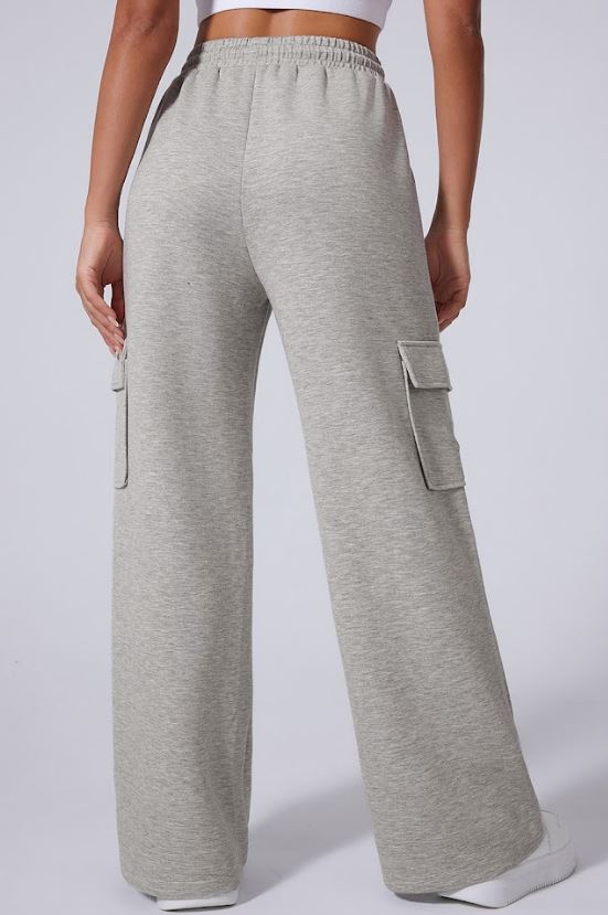 High Waist Pocket Sweats - LT GRAY