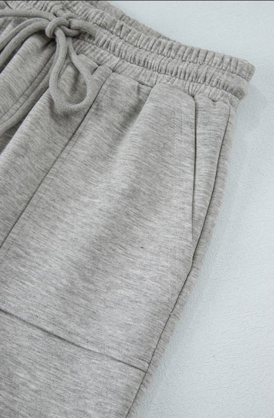 High Waist Pocket Sweats - LT GRAY