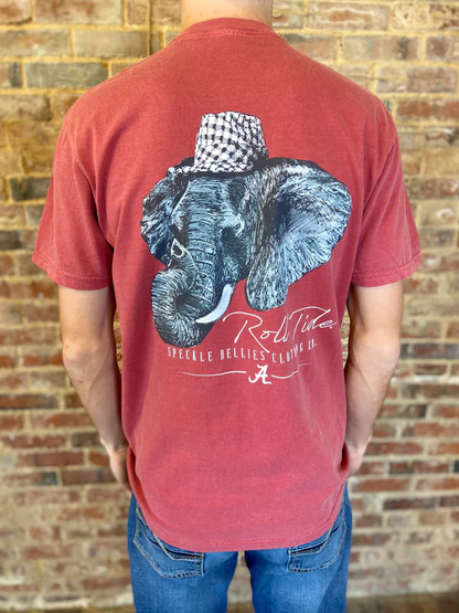 Houndstooth Elephant Tee - CRIMSON