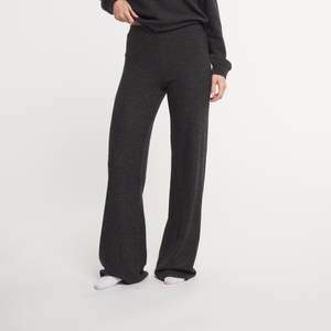 Southern Marsh Jaime Lounge Pant in charcoal gray wide-leg ribbed knit fabric