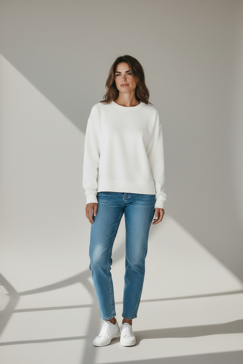 Arlington Puff Midi White Sweatshirt