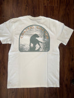 Coastal Cotton Dog Bone Tee in bone white with Labrador silhouette graphic on back
