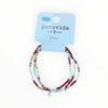 Mixed Gold Stretch Bracelet Set of 3 - Maroon / White