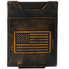 Burnished Magnetic Front Pocket Leather Wallet - American Flag
