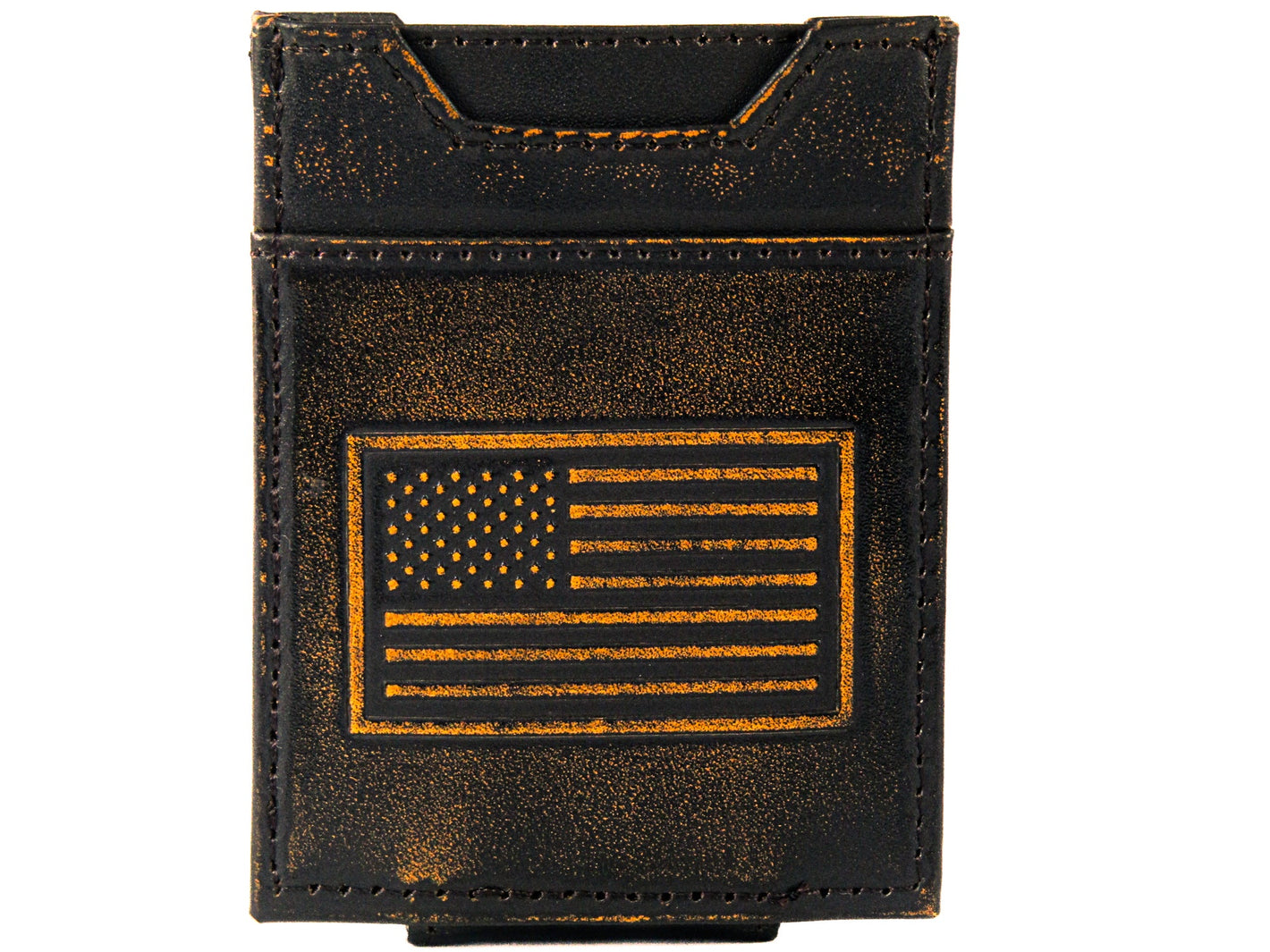 Burnished Magnetic Front Pocket Leather Wallet