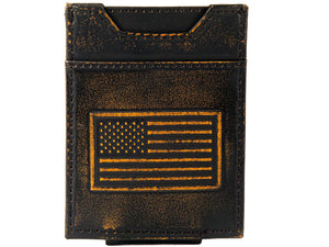 Burnished Magnetic Front Pocket Leather Wallet