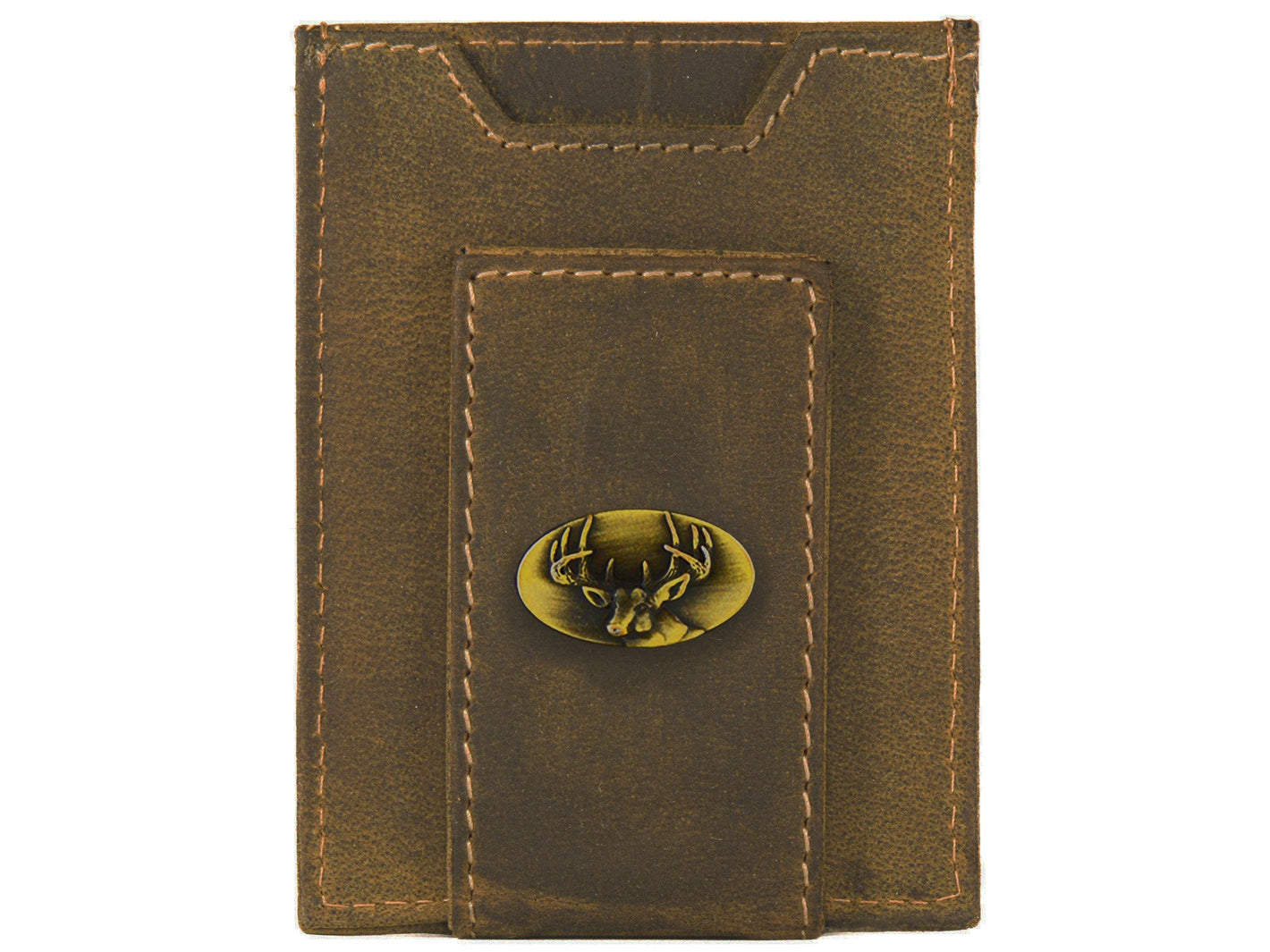 Vintage Tan Magnetic Front Pocket Leather Wallet