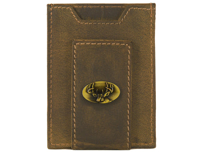 Vintage Tan Magnetic Front Pocket Leather Wallet