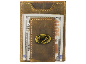 Vintage Tan Magnetic Front Pocket Leather Wallet