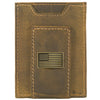 Vintage Tan Magnetic Front Pocket Leather Wallet - American Flag