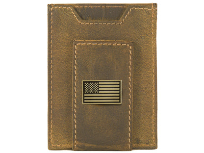 Vintage Tan Magnetic Front Pocket Leather Wallet