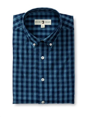 Felton Plaid Long Sleeve Cotton Indigo
