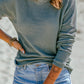 Waffle Knit Drop Shoulder Long Sleeve Top