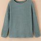 Waffle Knit Drop Shoulder Long Sleeve Top