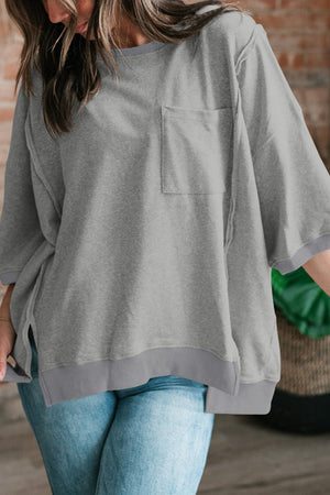 Chest Pocket Split Loose Tee