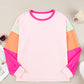 Pink Colorblock Long Sleeve Top