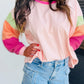 Pink Colorblock Long Sleeve Top