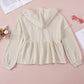 Apricot Waffle Knit Ruffled Hooded Top