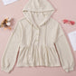 Apricot Waffle Knit Ruffled Hooded Top