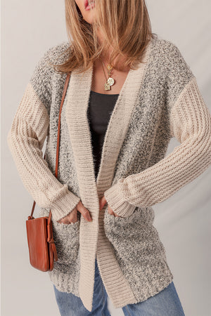 Color Block Side Pockets Cardigan