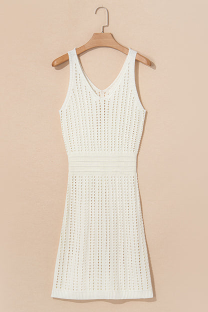 Crochet Sleeveless V Neck Beach Dress