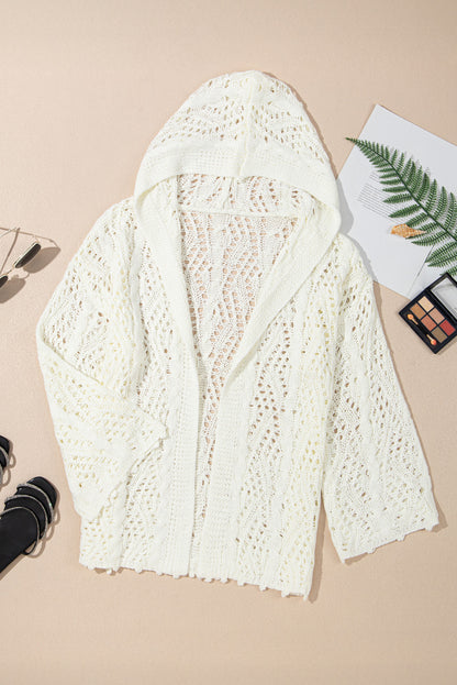 Open Knit Hooded Beach Cover Up