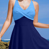 Tie Back Flared One Piece Swimsuit - Blue