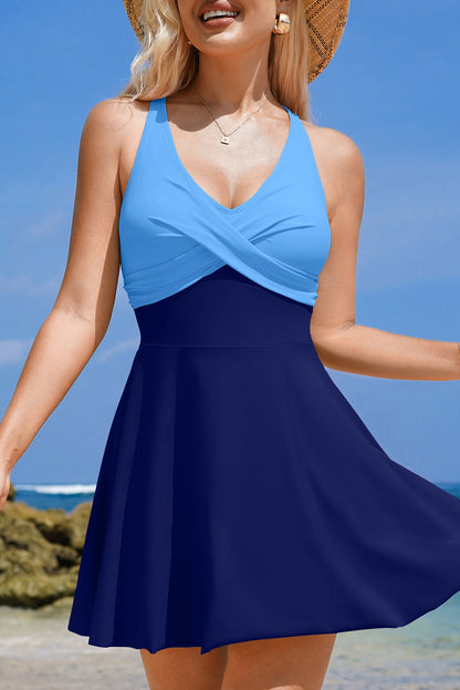 Tie Back Flared One Piece Swimsuit