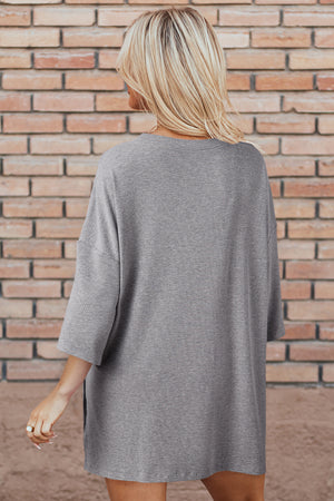 Solid Color Loose Tunic Top Set