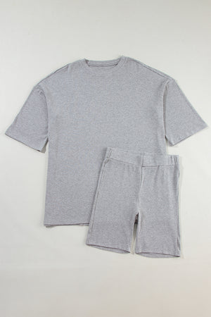 Solid Color Slim Shorts Set