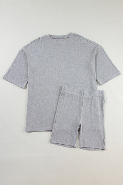 Solid Color Slim Shorts Set