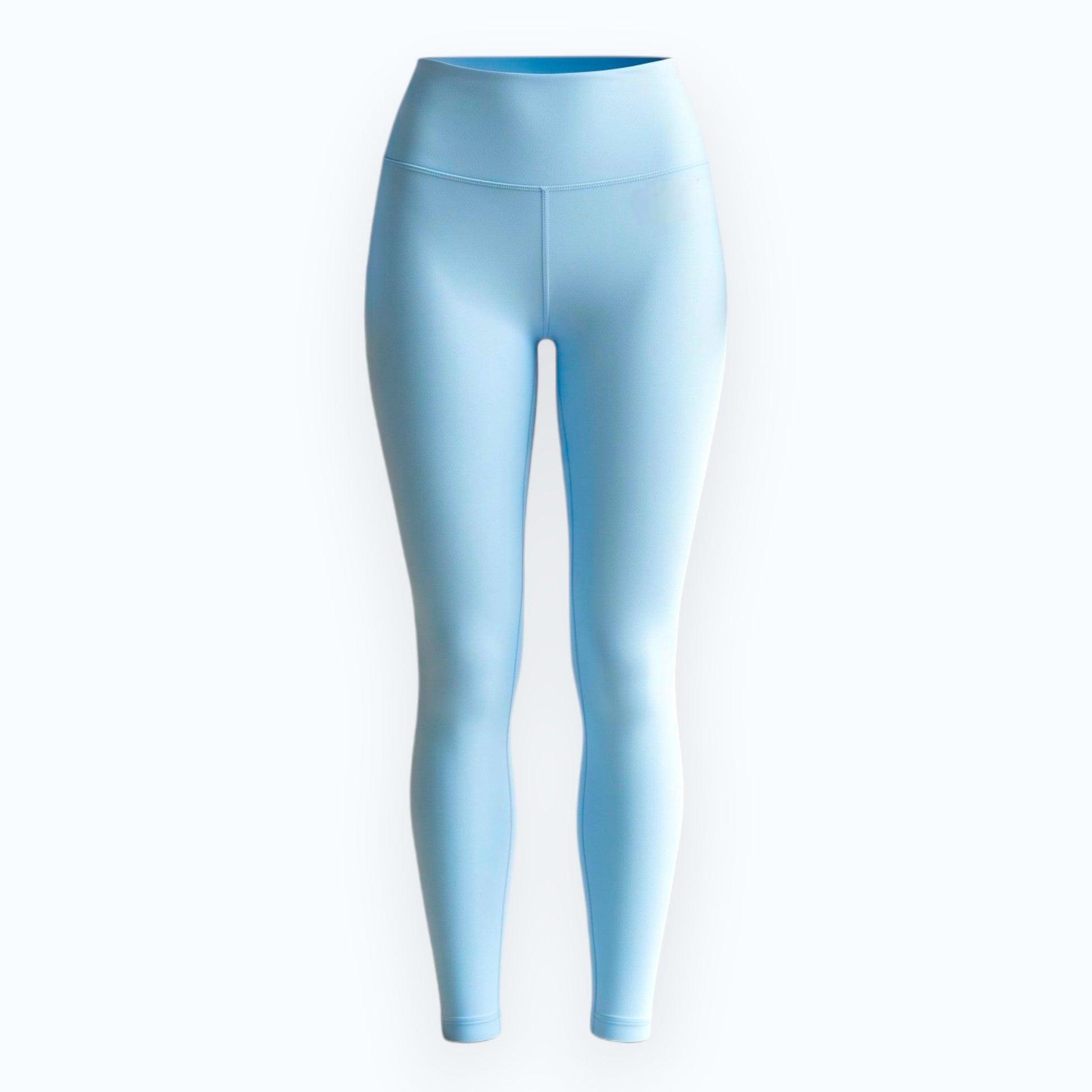 Mercifully Made high-waist sky blue leggings by Katie Beth Activewear, full length view