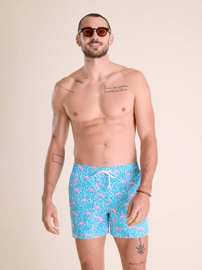 The Great Pink Sharks 5.5" Swim Trunk