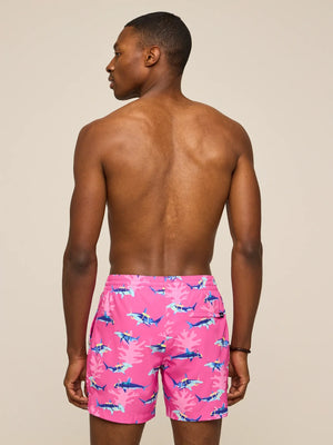 5.5" The Great Pink Sharks Lined Swim Trunk